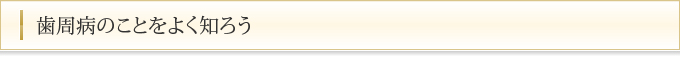 歯周病のことをよく知ろう