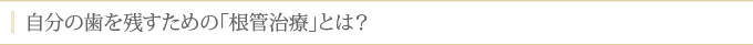自分の歯を残すための「根管治療」とは？